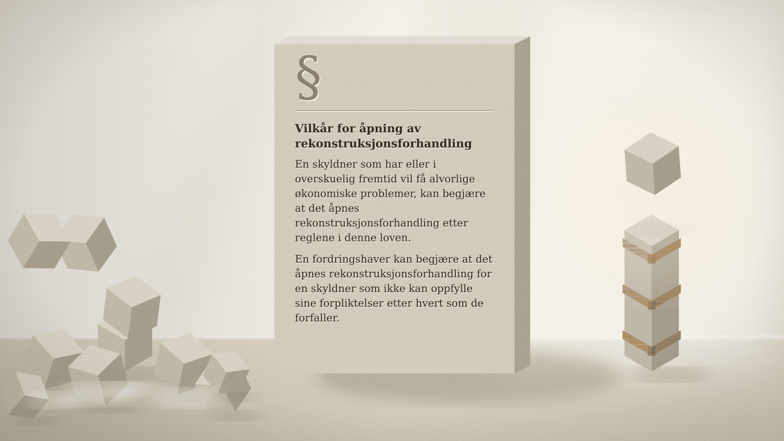Illustrasjon av rekonstruksjon med lovtekst og byggeklosser